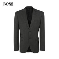 HUGO BOSS雨果博斯西服男春秋上衣经典商务修身羊毛西服外套50425434 030-灰黑色 44