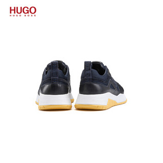 HUGO BOSS雨果博斯鞋子男2020款春夏纳帕革网眼细节跑步风格运动鞋 460-泛蓝色 44