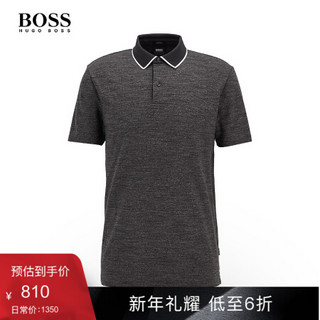 HUGO BOSS雨果博斯Polo衫男2020款花灰条纹棉质修身 Polo 衫 001-黑色 XL