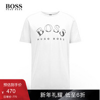 HUGO BOSS雨果博斯T恤男2020款弧形徽标印花非洲棉T恤 100-白色 XXL