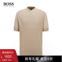 HUGO BOSS雨果博斯Polo衫男2020款丝绸混纺短袖针织衫 277-浅米色 M