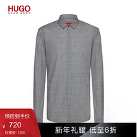 HUGO BOSS雨果博斯衬衫男2020款格纹修身棉衬衫 082-灰色 43