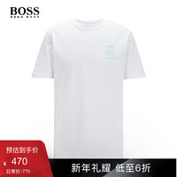 HUGO BOSS雨果博斯T恤男2020款背面图案印花可回收棉质T恤 100-白色 S