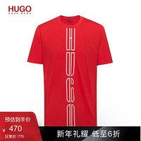 HUGO BOSS雨果博斯T恤男2020款徽标印花中性环保面料短袖 T 恤 693-红色 XXL