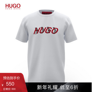 HUGO BOSS雨果博斯T恤男2020款Liam Payne系列印花中性T恤短袖 100-白色 L