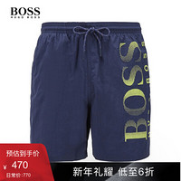 HUGO BOSS雨果博斯裤子男2020款休闲字母LOGO沙滩短裤 415-海军蓝 XL