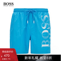 HUGO BOSS雨果博斯裤子男2020款休闲字母LOGO沙滩短裤 437-亮蓝色 XL