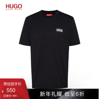 HUGO BOSS雨果博斯男士2020款秋季图案印花棉质 T 恤 001-黑色 XXL