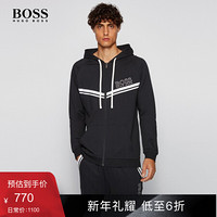 HUGO BOSS雨果博斯男士2020款秋季徽标家居便服夹克 001-黑色 EU:XXL