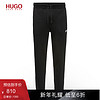 HUGO BOSS雨果博斯裤子男2020款秋季季徽标棉质翻边慢跑裤 001-黑色 XXL