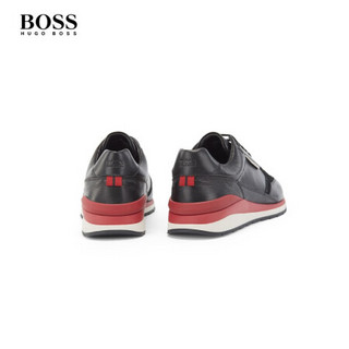 HUGO BOSS雨果博斯男士2020款秋季牌标识混合皮革运动鞋 001-黑色 EU:43