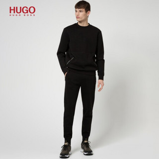 HUGO BOSS雨果博斯男士2020款秋季拉链口袋棉混纺毛圈布卫衣 001-黑色 EU:XXL