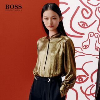 HUGO BOSS 雨果博斯女士2021款新年系列立领女士衬衫 705-深黄色 40A