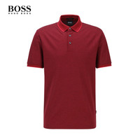 HUGO BOSS雨果博斯男士2021春夏新款双面丝光棉常规版型Polo衫 609-深红色 L