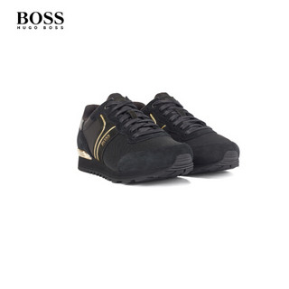 HUGO BOSS雨果博斯男士2021年春夏款仿麂皮网眼跑步风运动鞋 005-黑色 42