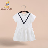 精典泰迪Classic Teddy童装女童连衣裙宝宝裙子女童裙子夏季 甜美小女孩/白色 80