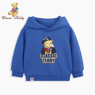 精典泰迪Classic Teddy童装上衣男童卫衣儿童长袖秋装宝宝连帽衣服2020新款 棒球帽子熊定制卫衣G1钴蓝 80