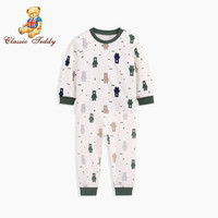 精典泰迪Classic Teddy儿童内衣套装女童秋衣秋裤两件套睡衣男童家居服春秋2020新款 丛林小熊军绿 140