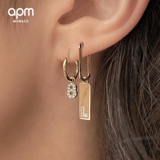 APM Monaco新品字母耳环女耳钉 不对称银耳饰 个性时尚首饰送女友礼物 选择字母 字母H