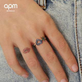 APM Monaco新品心形星星戒指女 个性趣味指环手饰 时尚饰品首饰生日礼物 60码