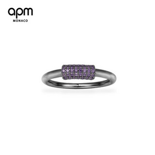 APM Monaco新品链环戒指女  时尚饰品轻奢个性指环 情人节礼物送女友 紫色&深灰色 50码