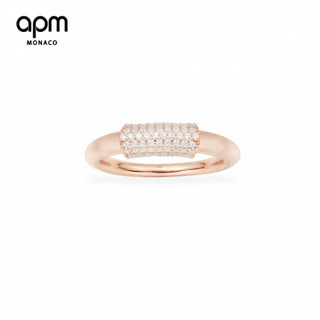 APM Monaco新品链环大戒指女 时尚饰品轻奢个性指环 情人节礼物送女友 粉金色 52码
