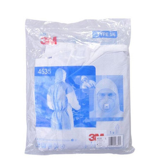 3M 4535防护服无尘服连体带帽防尘防静电服透气喷漆隔离工作防护服yzl 白色 L