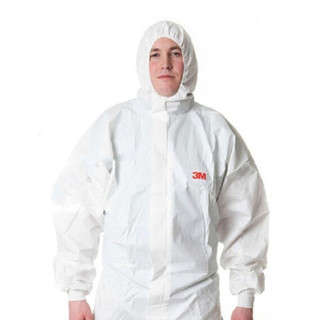 3M 4535防护服无尘服连体带帽防尘防静电服透气喷漆隔离工作防护服yzl 白色 L