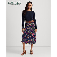 Lauren/拉夫劳伦女装 2021年春季花卉图案提花布半身裙60469 410-海军蓝 0