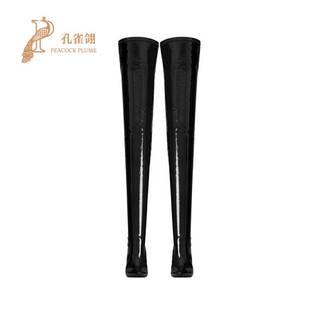 孔雀翎Saint Laurent Paris/圣罗兰2020新款女鞋YSL时尚弹力布过膝靴 红色 38.5