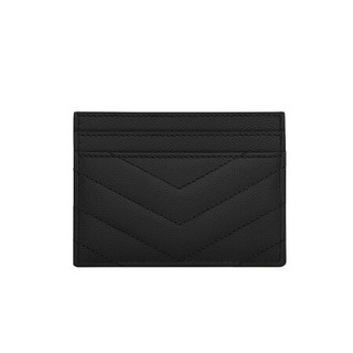 YSL圣罗兰女士卡包绒面皮革印花品牌金属标志多颜色可选择 黑色 10.5*7.5*0.5