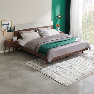 全友家居 床现代简约双人床 主卧室家具双色床体可选框架床126701B 1.5m床+床头柜*2