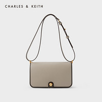 CHARLES＆KEITH2021春新品CK2-20671218女士金属圆扣饰单肩腋下包 Taupe灰褐色 M