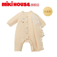 MIKIHOUSE婴幼儿连体服保暖舒适针织格纹连体服43-1201-261 象牙白色 80CM