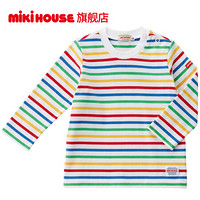 MIKIHOUSE童装男女童长袖T恤天竺棉条纹秋季新款儿童衣服11-5201-262 多色 100CM