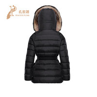 孔雀翎Moncler/蒙口2020新款女士N可拆卸毛皮装饰双拉链保暖羽绒服 粉色 4