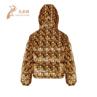 孔雀翎Moncler/蒙口2020新款女士时尚经典天鹅绒弹性束带DAOS羽绒服 棕色 2