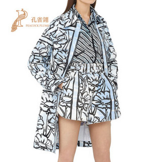 孔雀翎FENDI/芬迪2020新款女士饰有花卉图形印花松紧腰带侧开衩短裤 浅蓝色 48