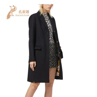 Versace/范思哲女装2020新款女士美杜莎纽扣拉链细节羊毛单排扣大衣 黑色 44