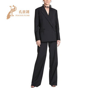 FERRAGAMO/菲拉格慕2020新款女士时尚经典休闲口袋柔软高腰长裤 黑色 48