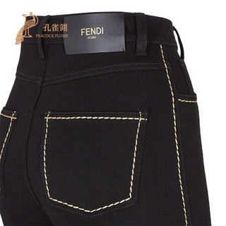 FENDI/芬迪2021新款女士时尚经典纽扣开合喇叭形五口袋牛仔长裤 黑色 42