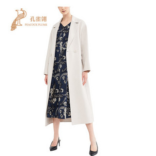 MaxMara/麦丝玛拉2021新款女士纯双羊毛面料翻领优雅双排扣大衣 海军蓝 36