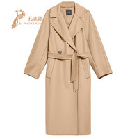 MaxMara/麦丝玛拉2021新款女士翻领宽中长款双排扣纯羊毛大衣 驼色 46