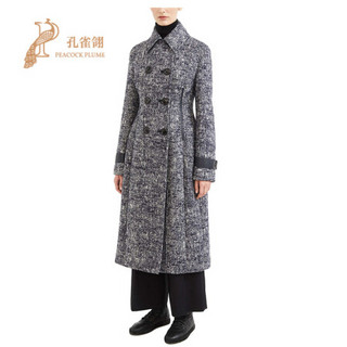 MaxMara/麦丝玛拉2021新款女士人字形编织双排扣中长羊驼毛大衣 色 36