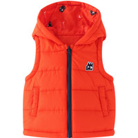 安奈儿童装男童连帽棉马甲冬装新款小童加厚保暖马甲 蜜橘色 90cm