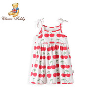 精典泰迪Classic Teddy童装女童连衣裙宝宝公主裙儿童小女孩2020年新款夏装洋气 吊带连衣裙(红色樱桃)大红 120