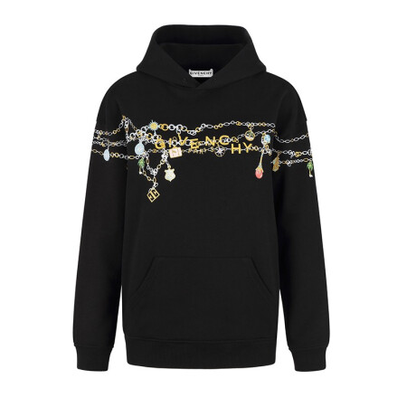 Givenchy纪梵希女装连帽卫衣多色GIVENCHY Charms印花黑色时尚休闲BWJ01C3Z4Q-001  XS