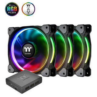 Tt（Thermaltake）Riing Plus 12 LED RGB 机箱风扇散热器（12cm风扇*3/1680万色/数位控制盒/LED导光圈）