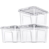 美丽雅 收纳箱  高透明塑料整理箱 家用衣物玩具储物箱 38L三只装