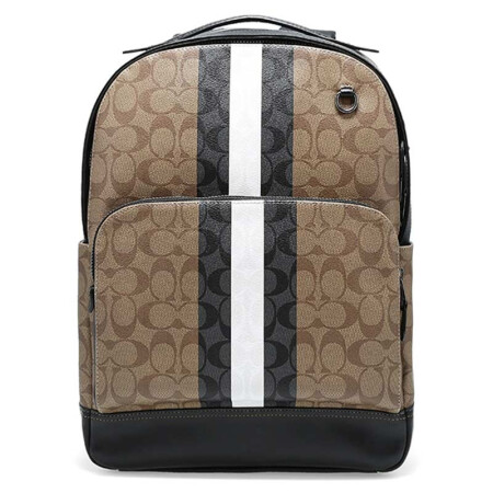 COACH 蔻驰 男士PVC配皮双肩包 C3230 QBE7V 卡其拼色 大号